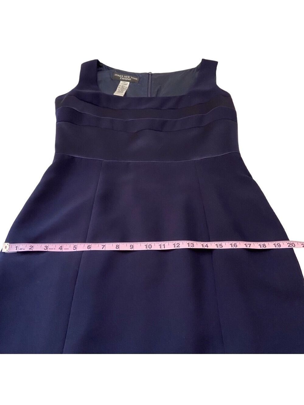 Jones New York Evening Navy Maxi Dress Size 10 Satin Band Classic Elegant - Picture 15 of 16